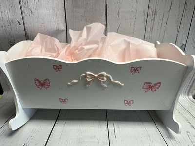 Doll Cradle - Pink Bows | Doll Cradle